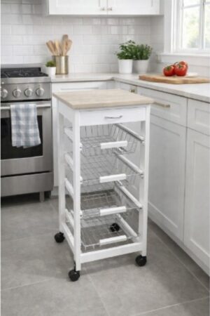 CARRO DE MADERA BLANCO