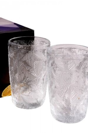 Vaso Vidrio Diseño Hojas Set x6