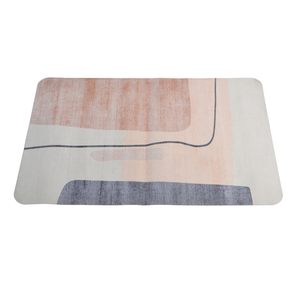 Alfombra de baño 40 x 60 cm beige natural y gris diseño abstracto