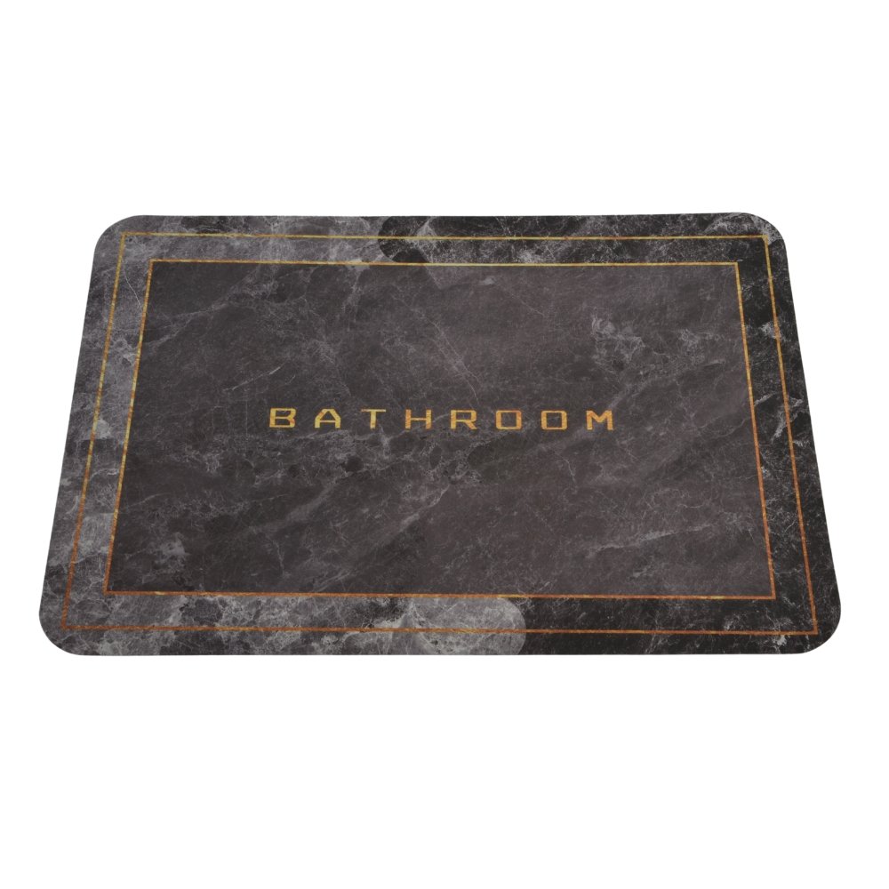 Alfombra de baño 40 x 60 cm beige natural y gris diseño abstracto - Imagen 3