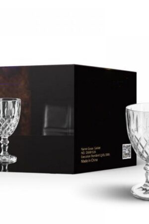 SET X6 COPAS TRANSPARENTES CON ROMBOS Y ÓVALOS 240ML 8X15CM DE VIDRIO