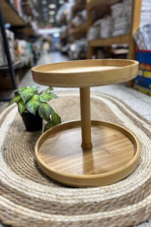 Centro de mesa doble giratorio de bambú