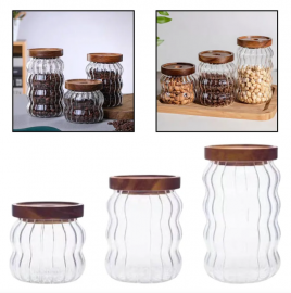 Frasco De Vidrio C/Tapa De Madera 850Ml