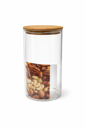 FRASCO DE VIDRIO C/ TAPA DE BAMBU