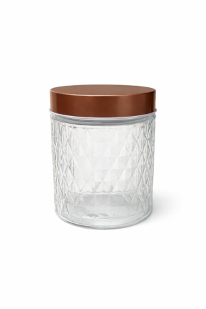 FRASCO DE VIDRIO C/ TAPA DORADA