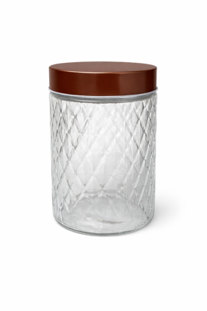 FRASCO DE VIDRIO C/ TAPA DORADA