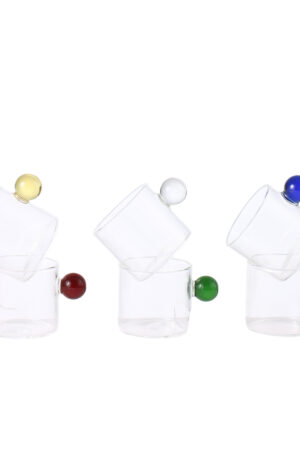 TAZA DE VIDRIO C/ ASA CIRCULAR DE COLOR