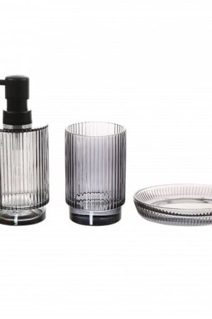 DISPENSER, JABONERA Y VASO DE VIDRIO