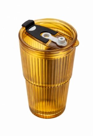 VASO DE VIDRIO C/ SORBETE Y TAPA