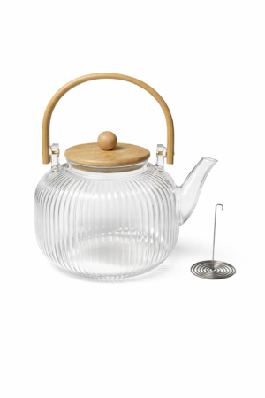 TETERA DE VIDRIO C/ MANIJA DE BAMBU