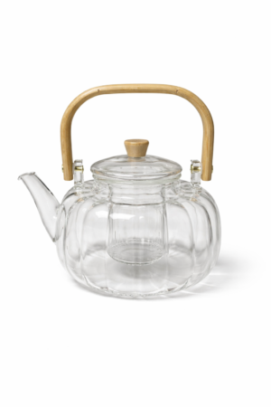 TETERA DE VIDRIO C/ MANIJA DE BAMBU