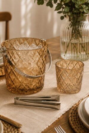 HIELERA DE VIDRIO + SET VASOS