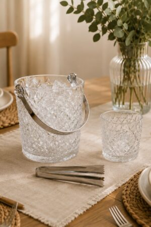 HIELERA DE VIDRIO + SET VASOS