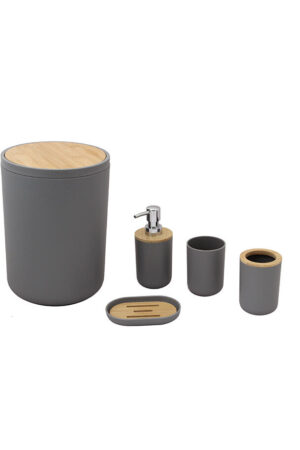 SET DE BAÑO GRIS X 5