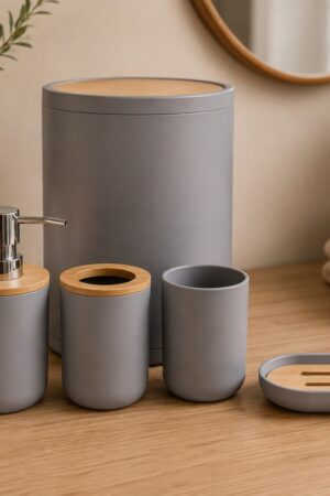SET DE BAÑO CENIZA X5