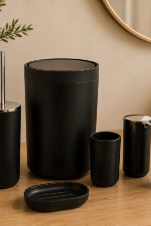 SET DE BAÑO NEGRO X6