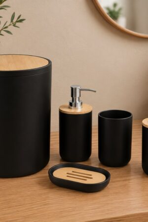 SET DE BAÑO NEGRO X 5