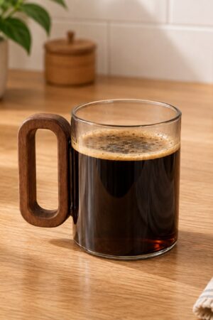 TAZA MANGO DE MADERA