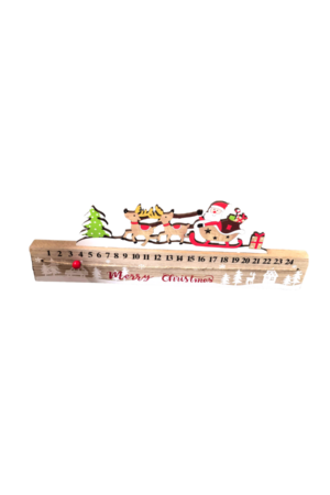 Adorno de calendario de madera antiguo de trineo de Navidad