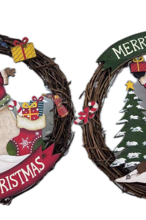 Colgante de anillo de ratán Papá Noel 25cm