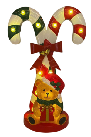 Adorno LED de oso con muleta de hierro