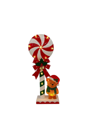 Adorno LED de oso de piruleta de hierro