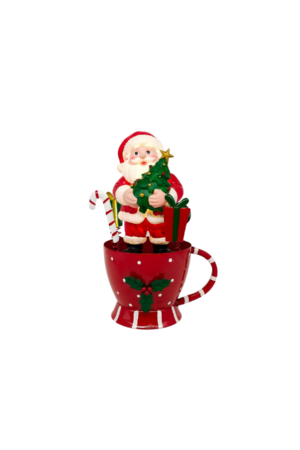 Adorno LED de Papá Noel en forma de taza de hierro