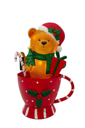 Adorno LED de oso en forma de taza de hierro