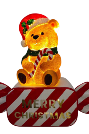 Adorno LED de oso de caramelo de hierro