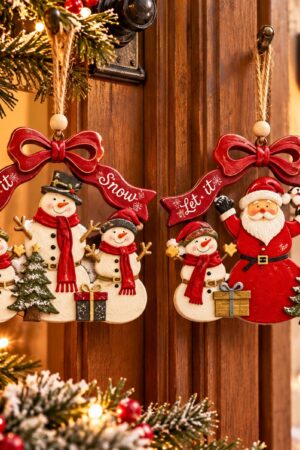 Colgantes de resina de madera x1 (Papá Noel) 27*28cm