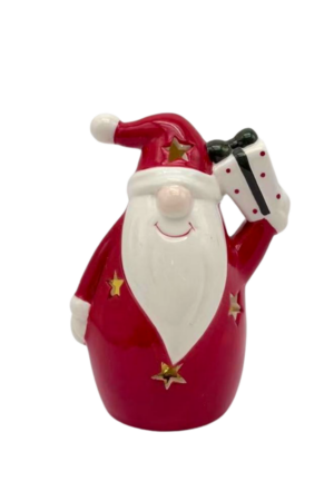 Papá Noel sin rostro sosteniendo