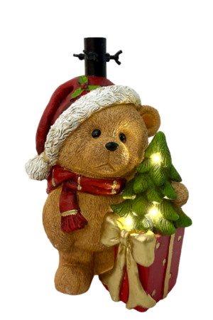 Caja de regalo de oso, base de enchufe de árbol