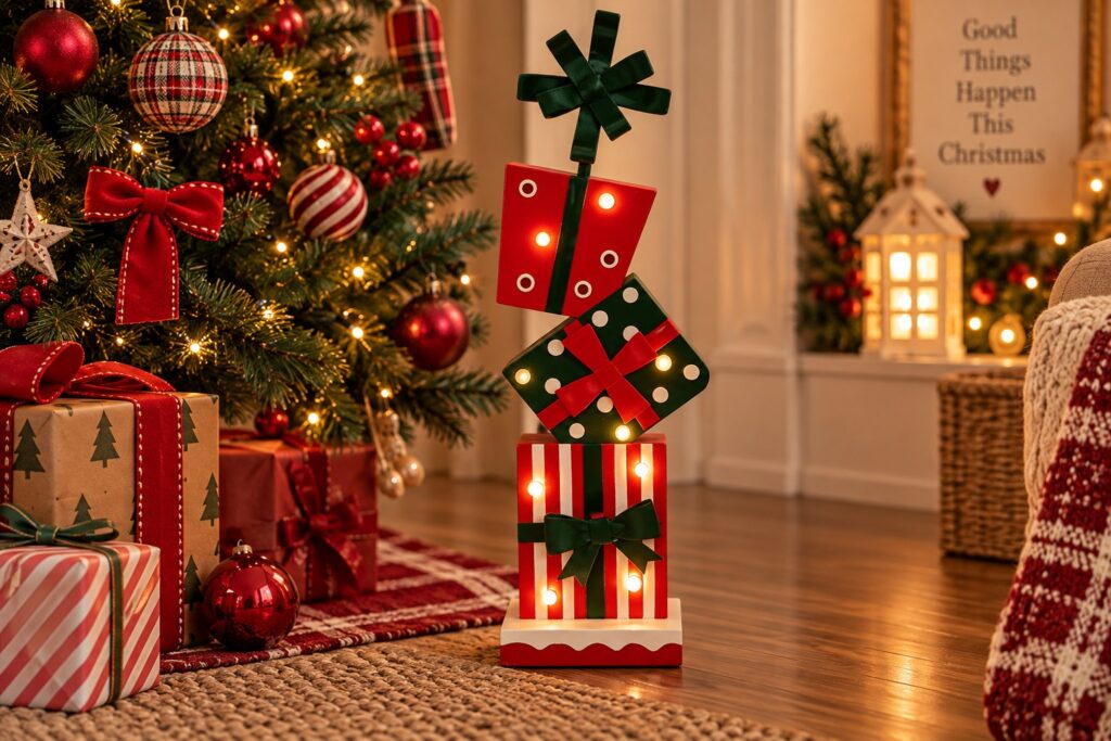 Adorno Led Caja de regalo de hierro