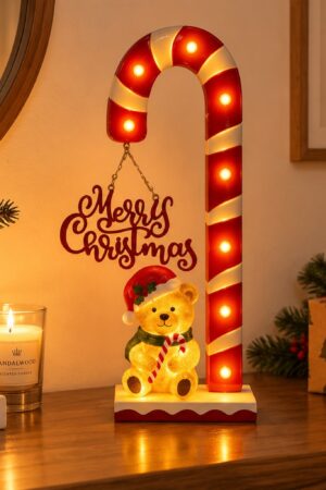 Adorno LED de oso con muleta de hierro