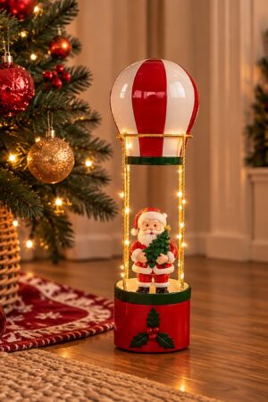 Adorno LED de globo aerostático de papa noel