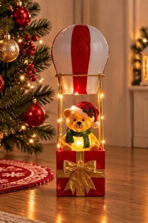 Adorno LED de globo aerostático de oso de hierro