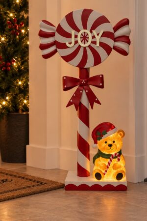 Adorno LED de oso de caramelo de hierro