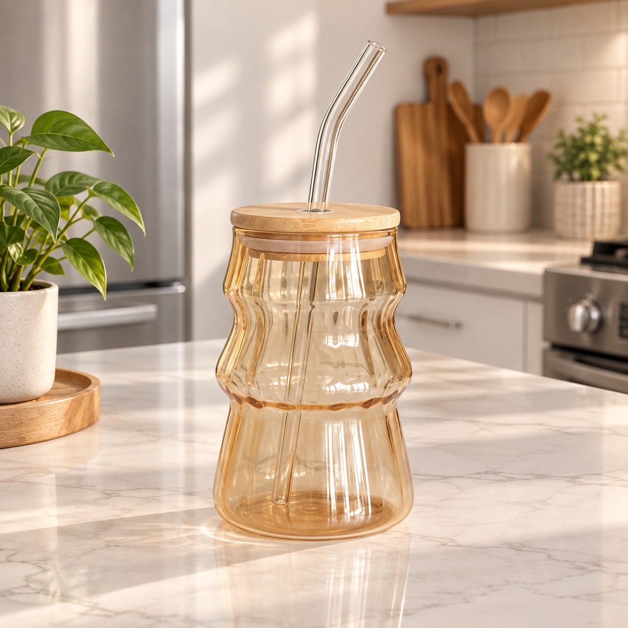 VASO CON TAPA BAMBU