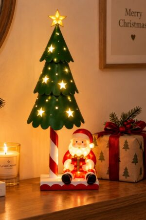 Adorno LED de Papá Noel de árbol de hierro