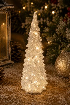 Arbol de acrílico brillante blanco con luz