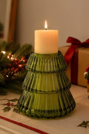 Candelabro de vidrio pino verde