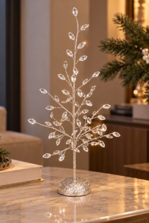 Árbol plateado con hojas acrílicas