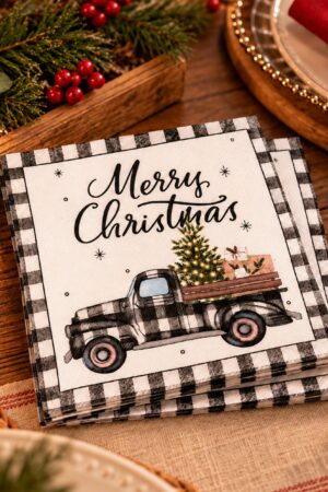 Set servilletas con camión y pino navideño