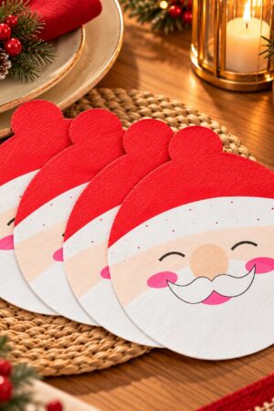 Set por 20u. servilletas con forma de cara Papá Noel