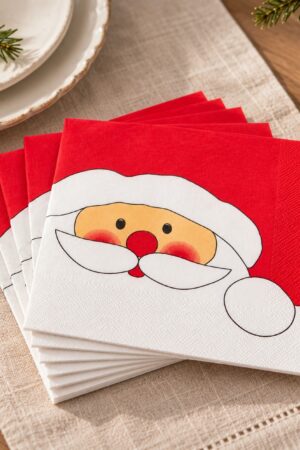 Set x6 paquetes de 20u. servilletas con Papá Noel con gorro